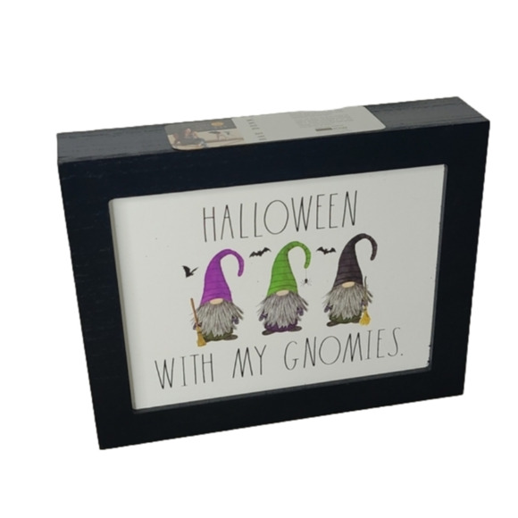 RAE Dunn "HALLOWEEN WITH MY GNOMIES" Wood Sign - Picture 1 of 3